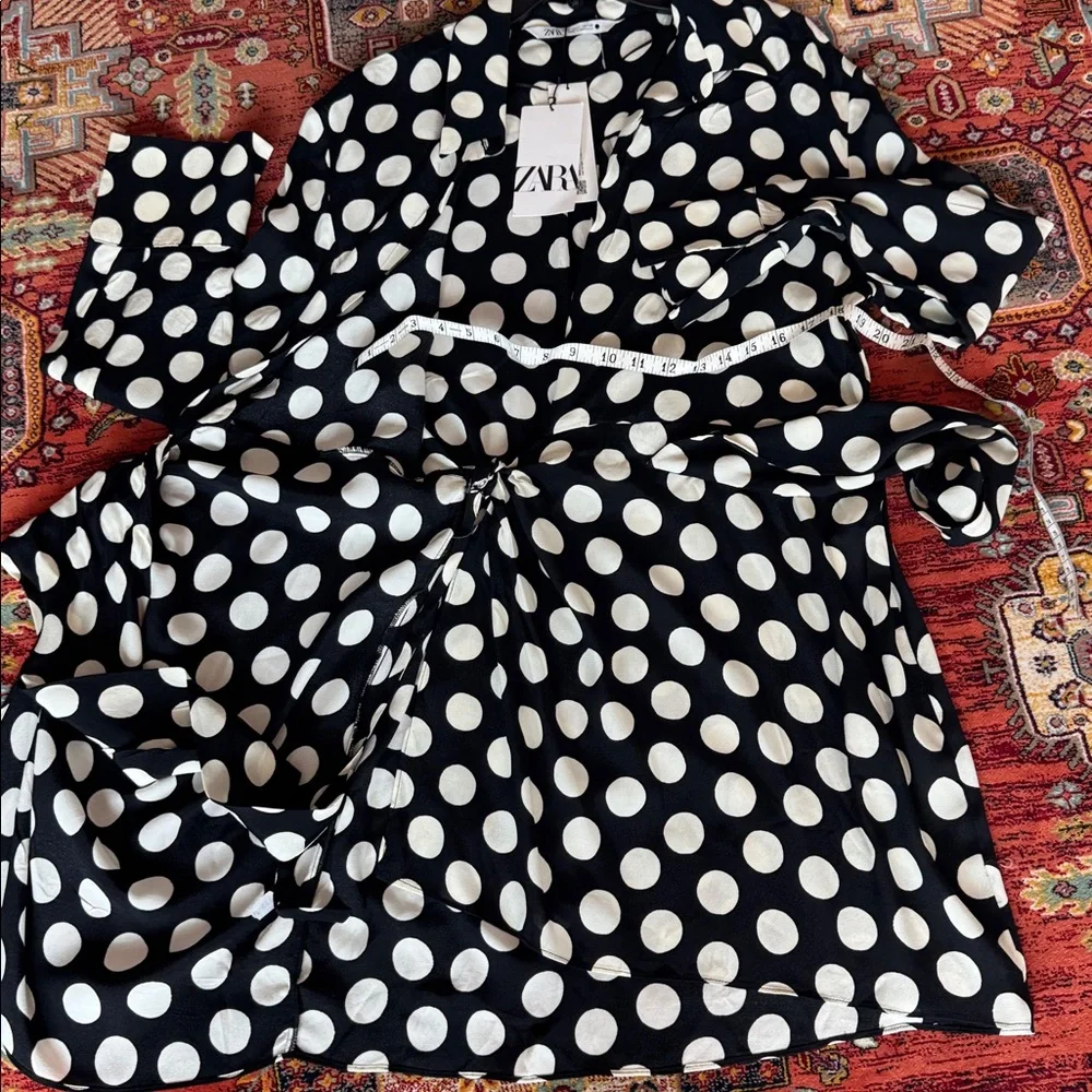 NEW Tag Zara Black & White Polka Dot Wrap Dress Size L Bloggers Fave - Picture 6 of 6